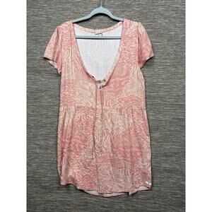 Hurley Dress Womens Small Pink Animal Print V Neck Short Sleeve Beach Sundress